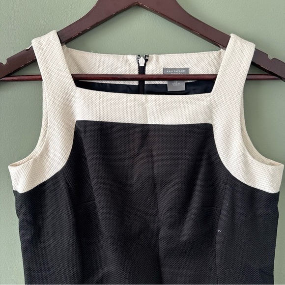 Ann Taylor Petites Silk Cotton Blend Black White Sleeveless Sheath Dress 2P - Picture 5 of 11